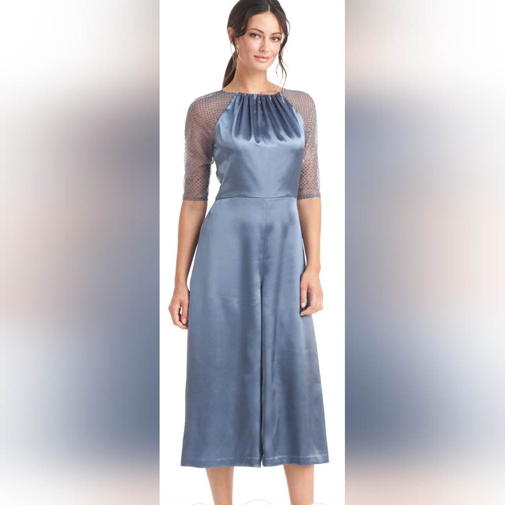 JS COLLECTIONS Leila Raglan Sleeve Jumpsuit Size 10 Aegean Blue NWT